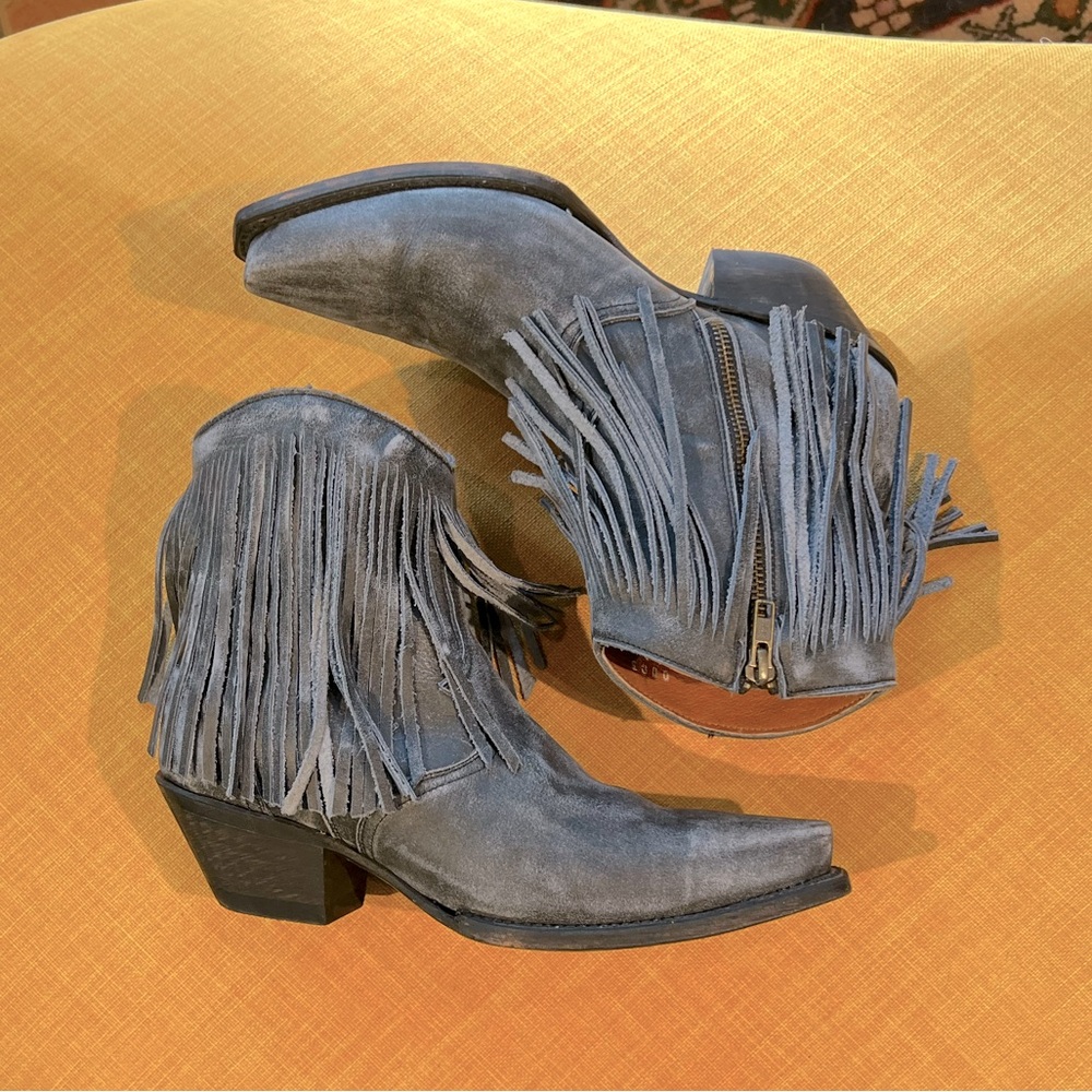 Dan Post Blue Fringe Ankle Boots